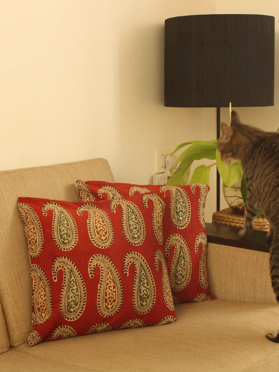 Red Paisley Cushion Cover