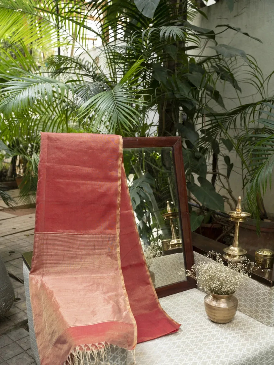 Maheshwari Saree - Tomato Red