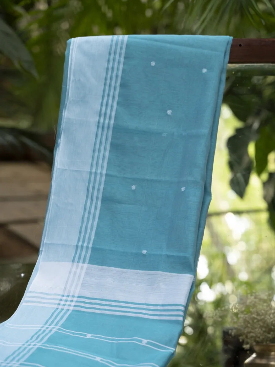 Chanderi Cotton Saree - Sky Blue