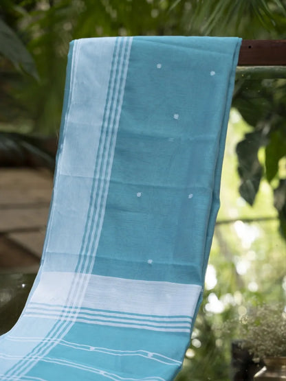 Chanderi Cotton Saree - Sky Blue