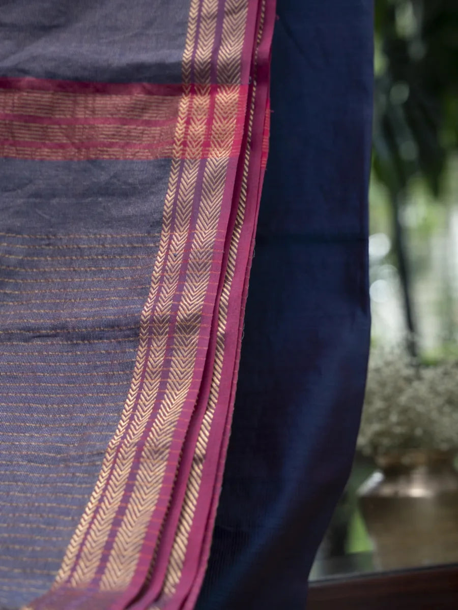 Maheshwari Saree - Midnight Blue
