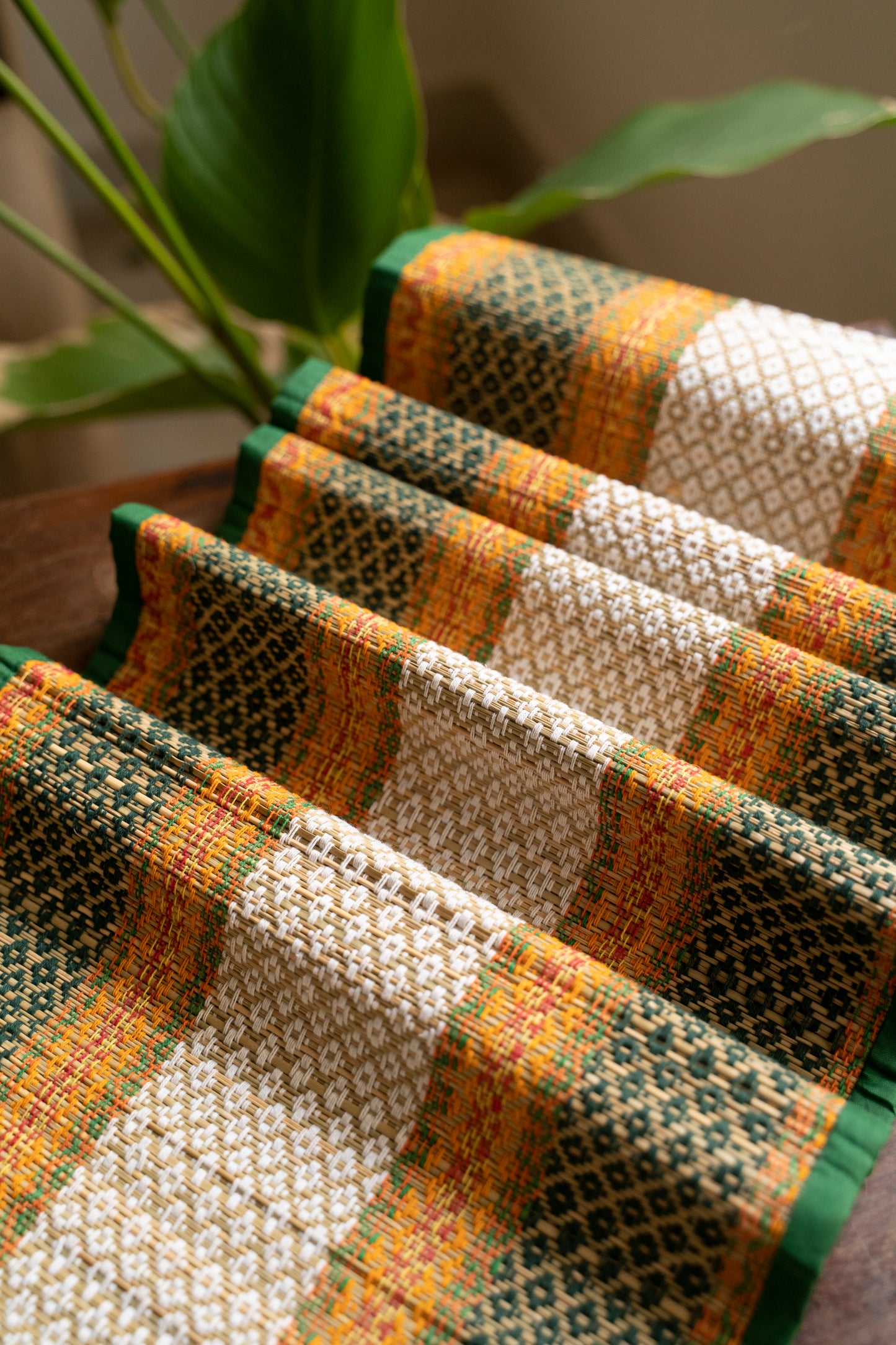 WB Madhurkathi Table Runner - Rangoli on Grass - Green
