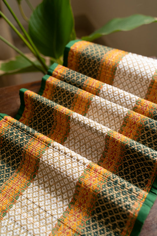 WB Madhurkathi Table Runner - Rangoli on Grass - Green
