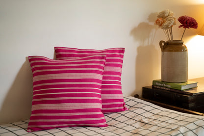 Cushion Cover - Pink & White Stripes