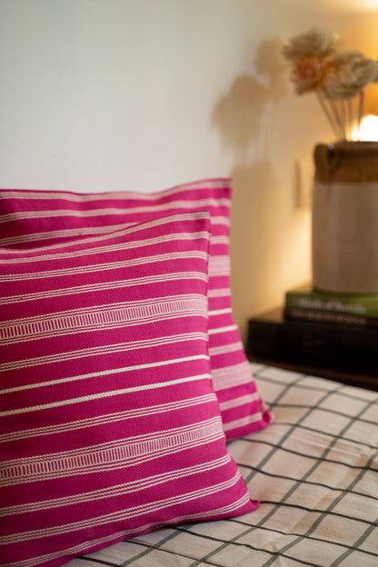 Cushion Cover - Pink & White Stripes
