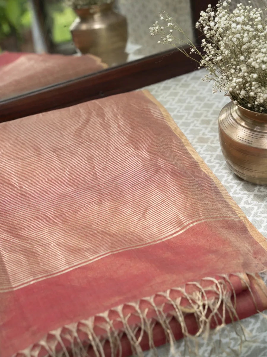 Maheshwari Saree - Tomato Red