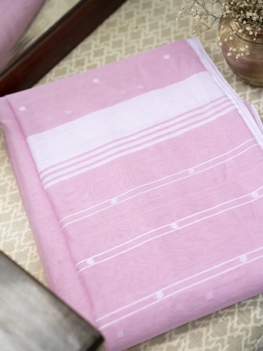 Chanderi Cotton Saree - Pastel Pink