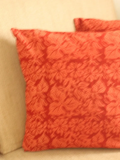 Brick Red Floral Cushion Cover