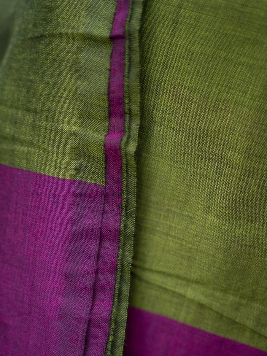 West Bengal Colour Block Saree - Magenta & Parrot Green
