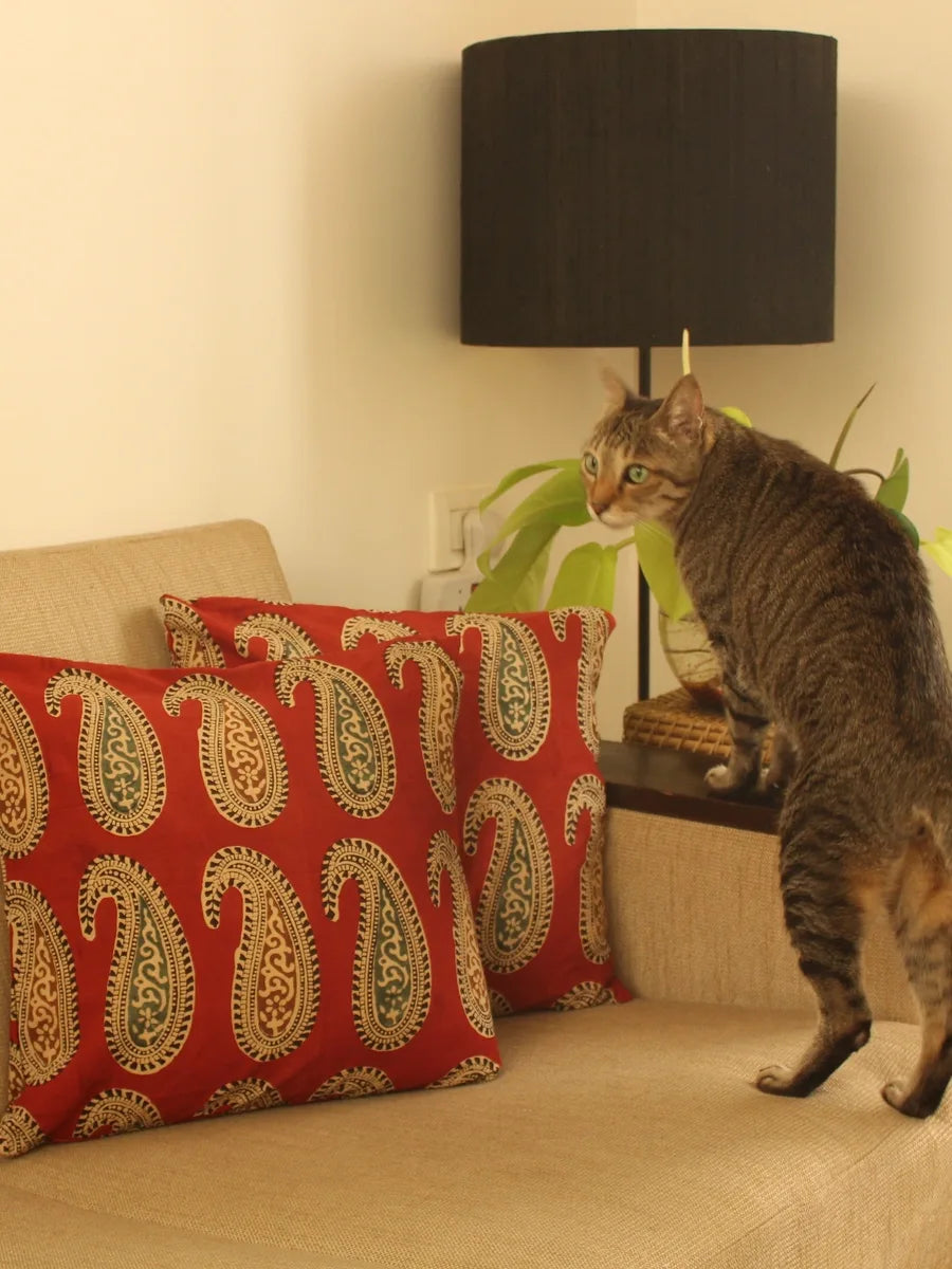 Red Paisley Cushion Cover