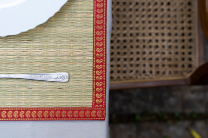 Mats - Natural & Red ( Set of 6)