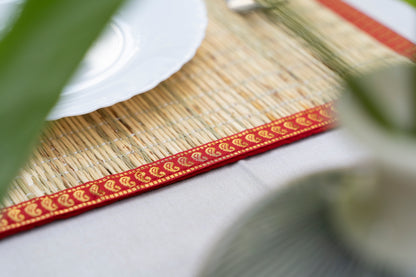 Mats - Natural & Red ( Set of 6)
