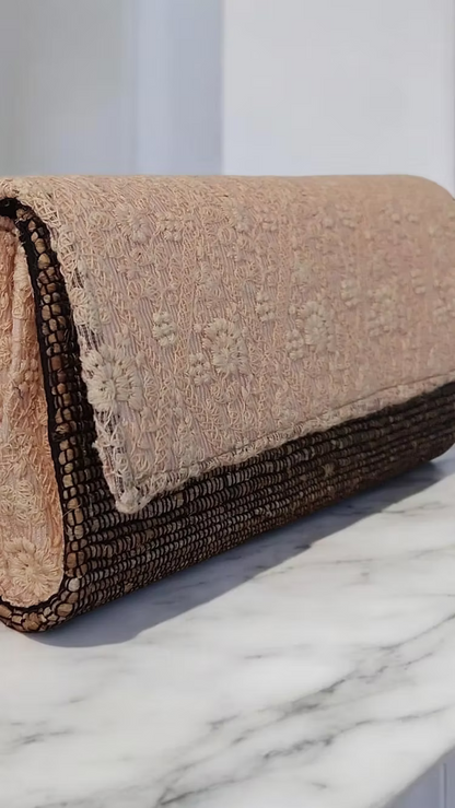Clutch - Baby pink Chikankari