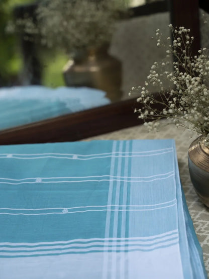 Chanderi Cotton Saree - Sky Blue