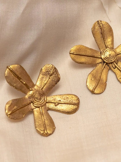 Floral Brass Earrings