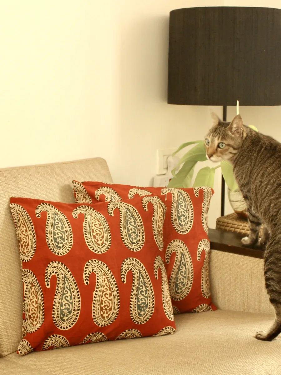 Red Paisley Cushion Cover