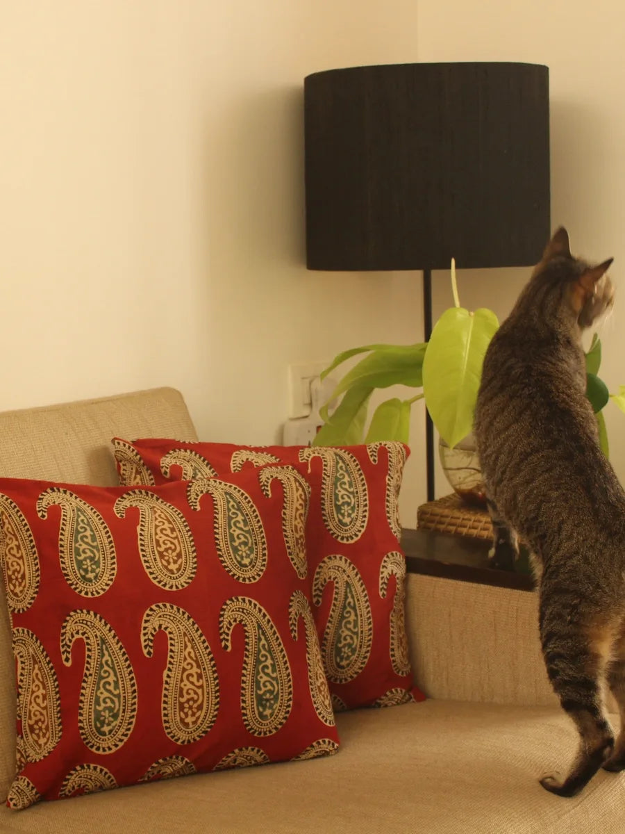 Red Paisley Cushion Cover