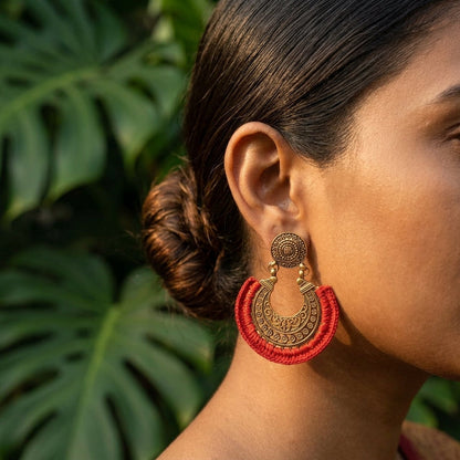 Earrings - Crochet on Metal - Red Gold Cr/E9