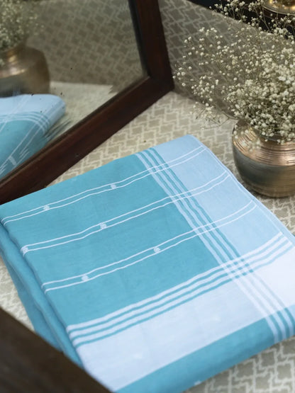 Chanderi Cotton Saree - Sky Blue