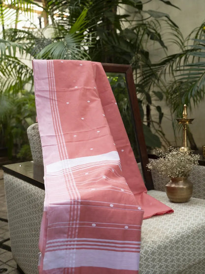 Chanderi Cotton Saree - Salmon Pink