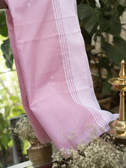 Chanderi Cotton Saree - Pastel Pink