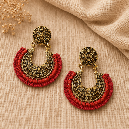 Earrings - Crochet on Metal - Red Gold Cr/E9