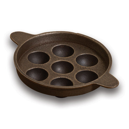 Cast Iron Paniyaram Pan/Unniappam (Non Flat Bottom), Hand Seasoned