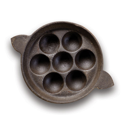 Cast Iron Paniyaram Pan/Unniappam (Non Flat Bottom), Hand Seasoned