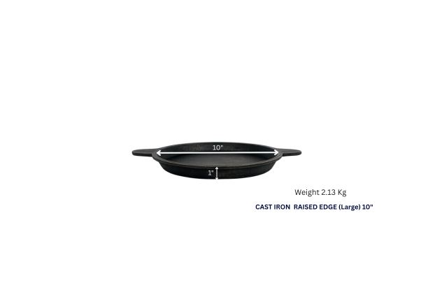 Cast Iron Raised Edge Pan, Hand Seasoned – Sear, Grill or Bake