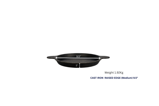 Cast Iron Raised Edge Pan, Hand Seasoned – Sear, Grill or Bake