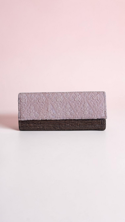 Clutch - Baby pink Chikankari