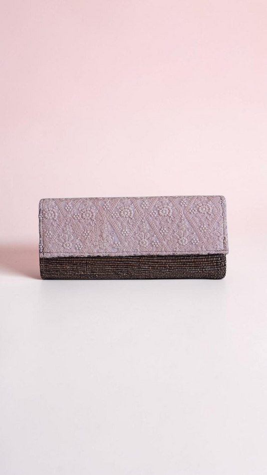 Clutch - Baby pink Chikankari