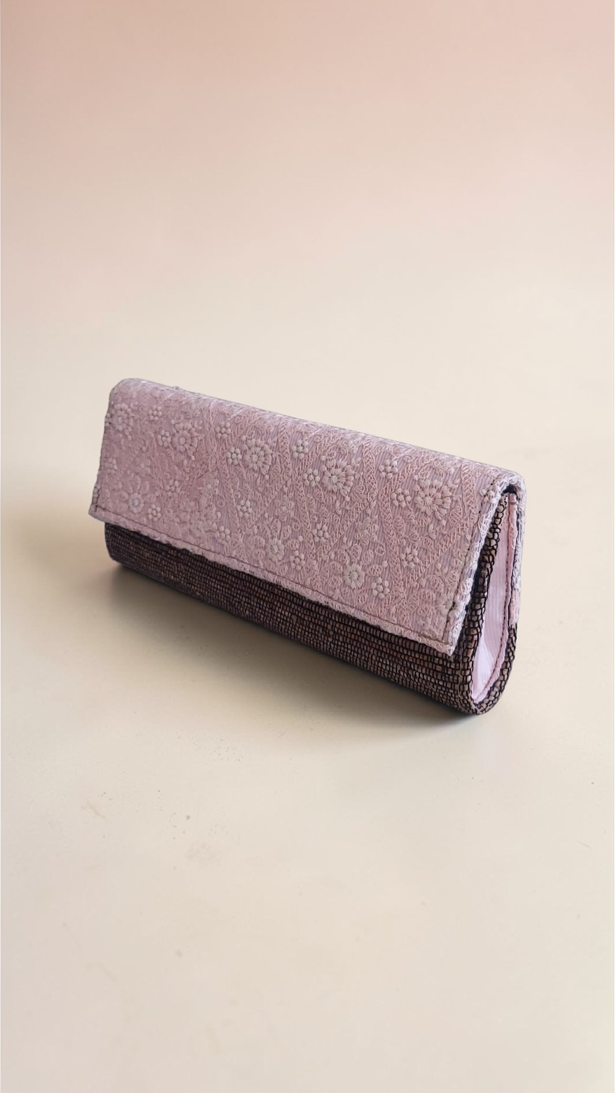 Clutch - Baby pink Chikankari