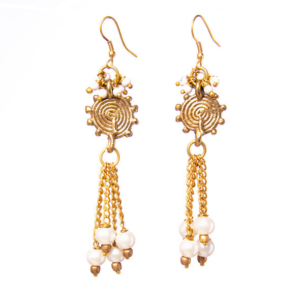 MIH - DEr64a Gold Brass Tribal Earrings