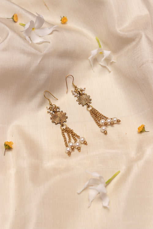 MIH - DEr64a Gold Brass Tribal Earrings
