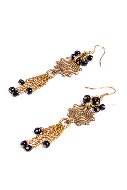 MIH - DEr64a Gold Brass Tribal Earrings