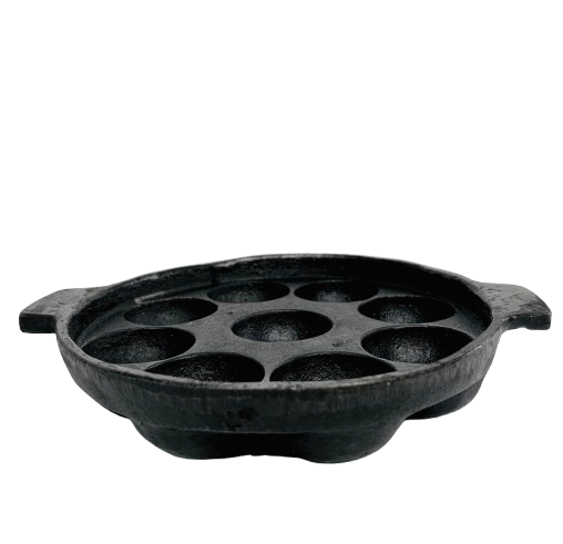 Cast Iron Paniyaram Pan/Unniappam, Flat Bottom, Hand Seasoned