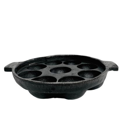 Cast Iron Paniyaram Pan/Unniappam, Flat Bottom, Hand Seasoned