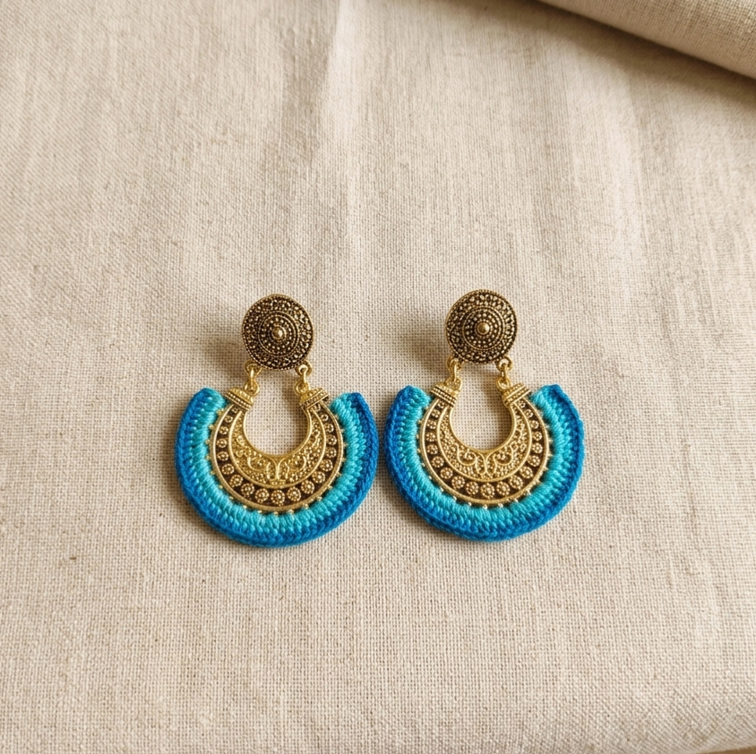 Earrings - Crochet on Metal - Purple Gold Cr/E9