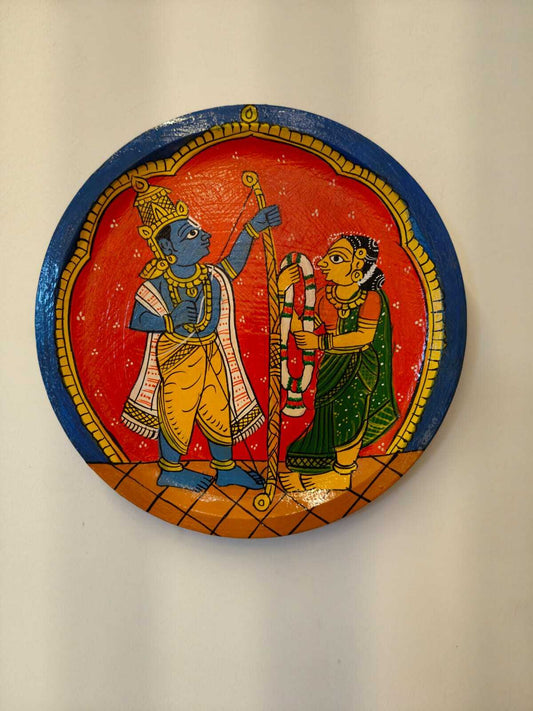 Cheriyal Painting on Wood - Seetha Swayamvaram