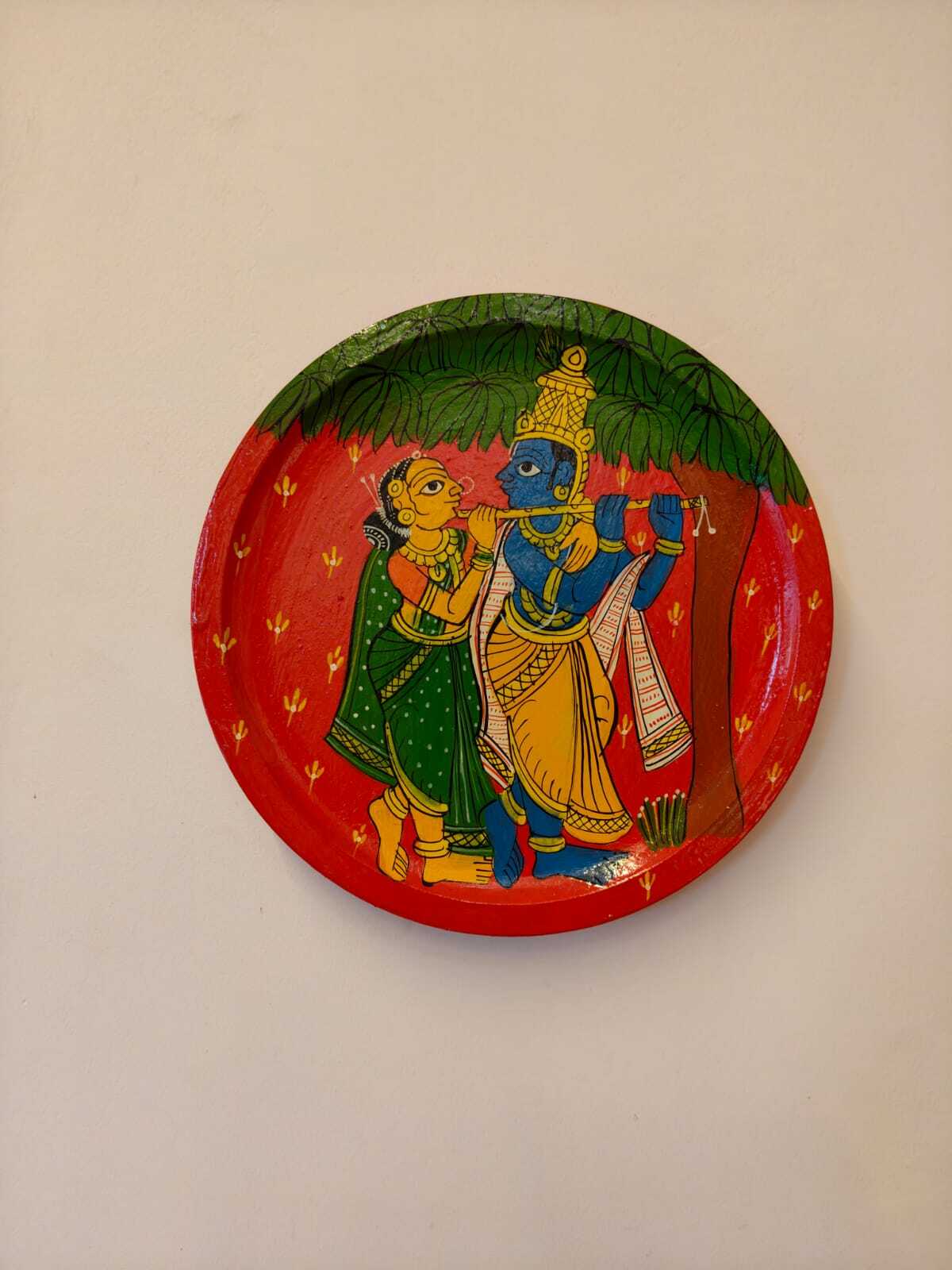 Cheriyal Painting on Wood - Radha & Krishna