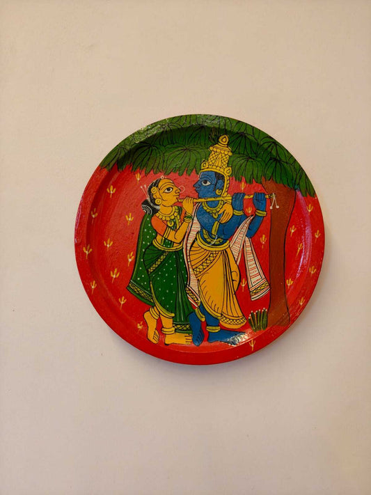 Cheriyal Painting on Wood - Radha & Krishna
