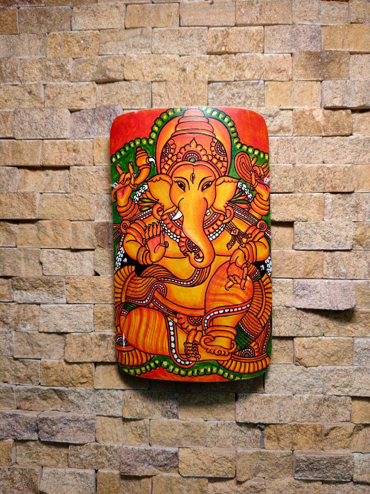 Kerala Mural Painting on Bamboo - Ganesha