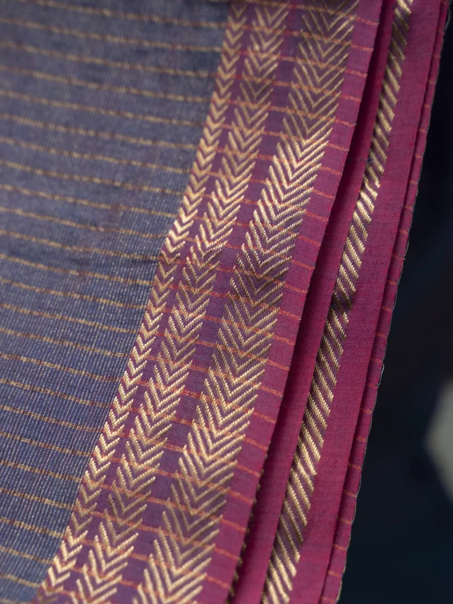 Maheshwari Saree - Midnight Blue