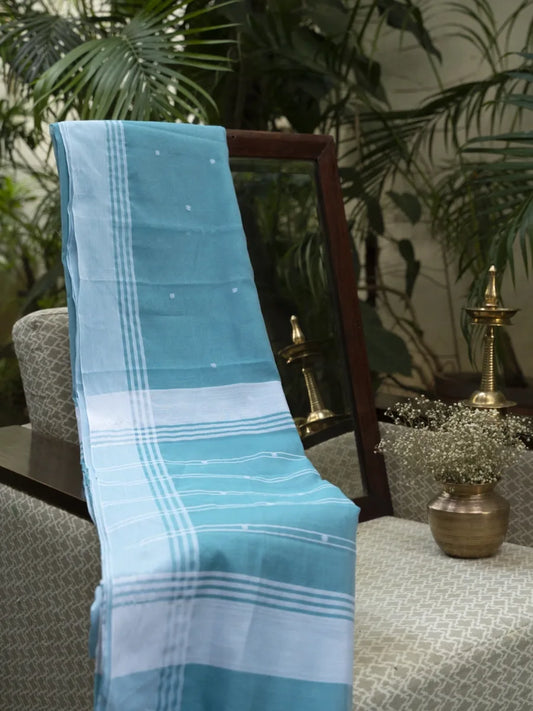 Chanderi Cotton Saree - Sky Blue
