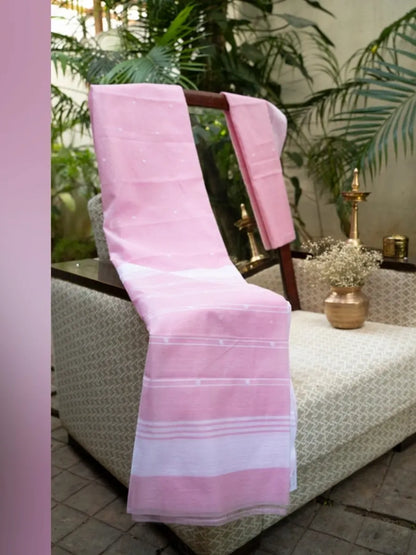 Chanderi Cotton Saree - Pastel Pink