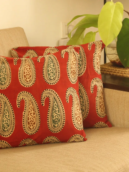 Red Paisley Cushion Cover