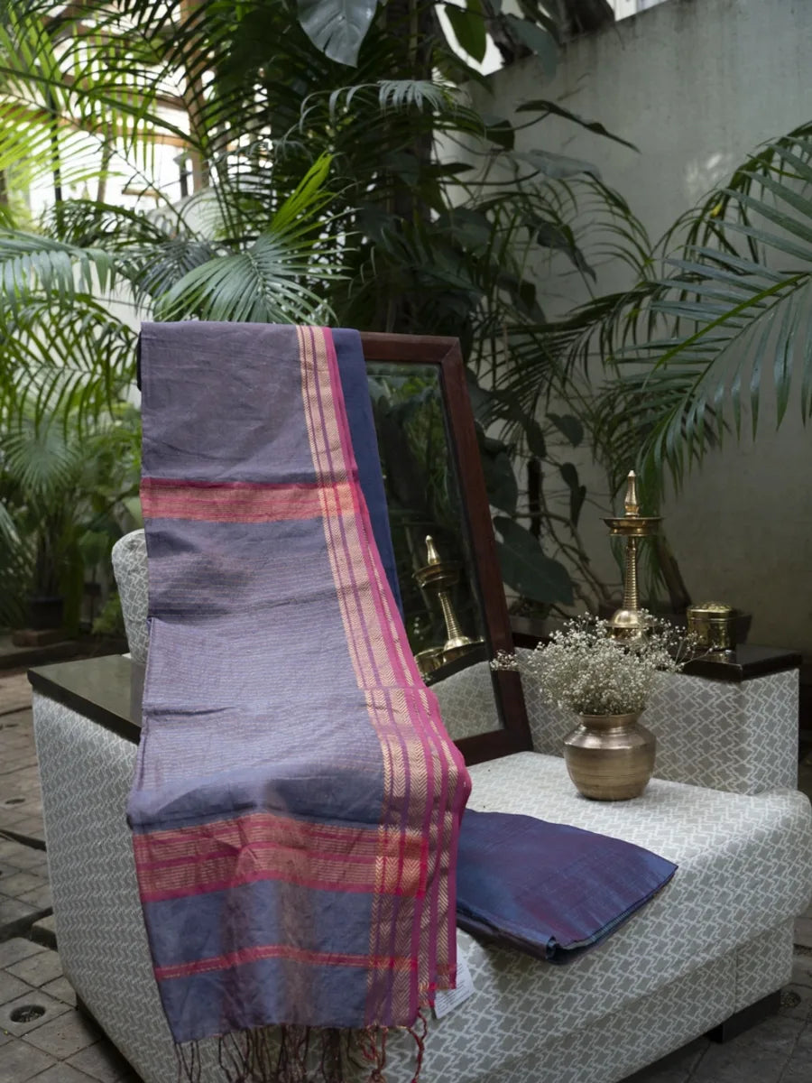 Maheshwari Saree - Midnight Blue