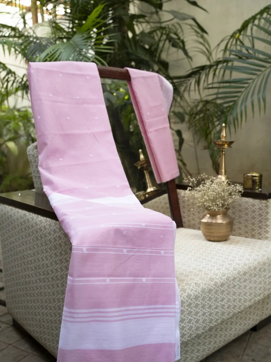 Chanderi Cotton Saree - Pastel Pink
