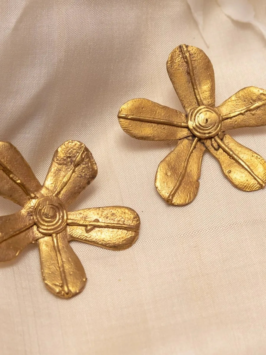 Floral Brass Earrings